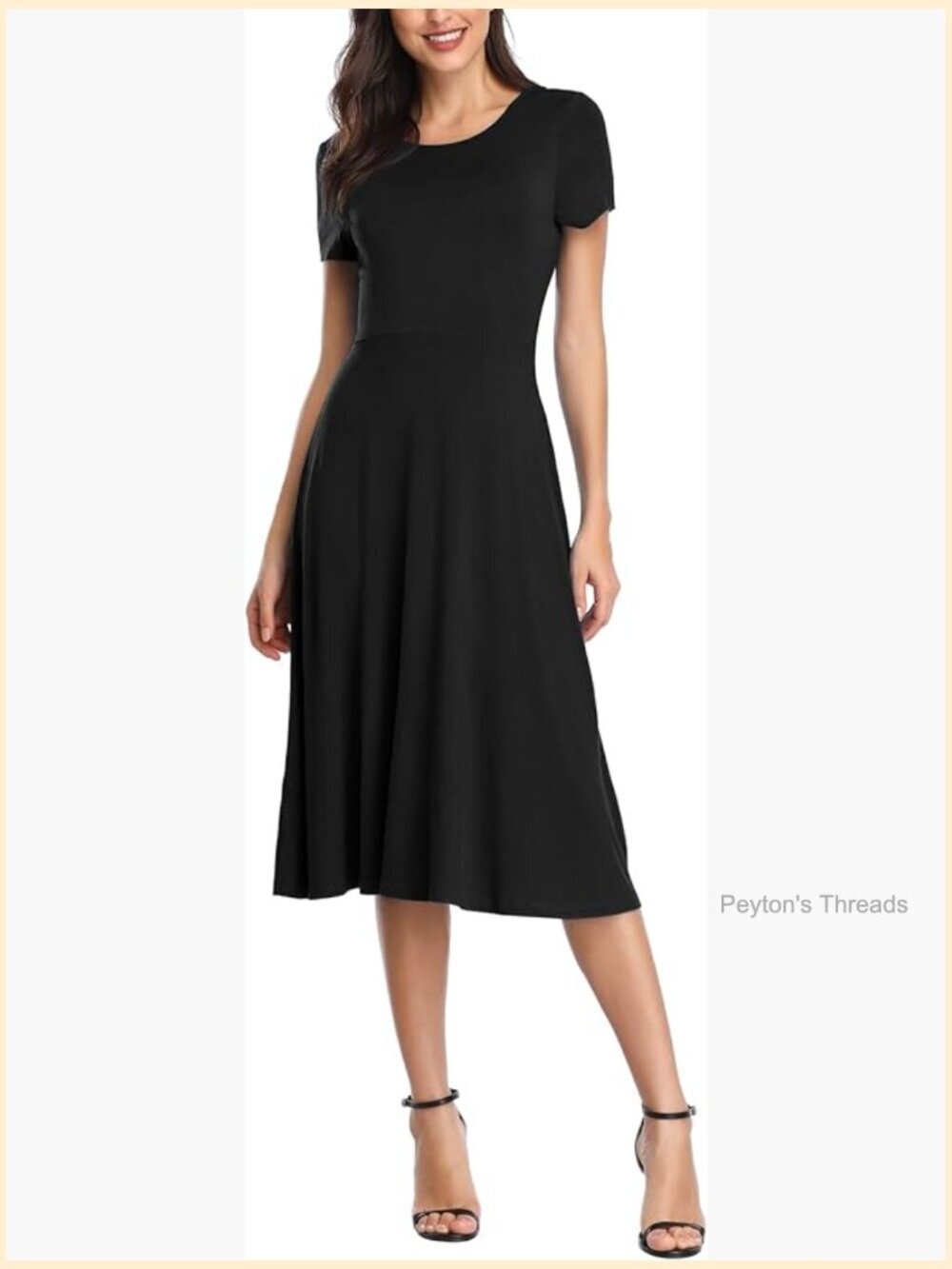 Vintage Short Sleeve High Waist Flared Midi Dress - Summer Casual